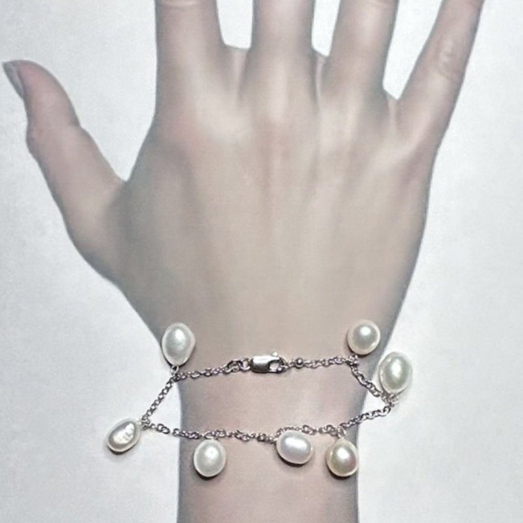 Freshwater Baroque Pearls Silver Bracelet